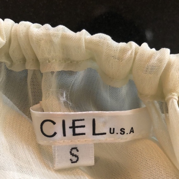 CIEL USA Soft Sheer Yellow  Multi Ruffle Poets Style Romantic Long SleeveTop S/S - Picture 12 of 13